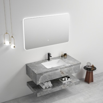 Modern Wall-Mounted Marble LED Bathroom Vanity