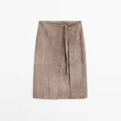 Women's elegant and minimalist lace up leather skirt