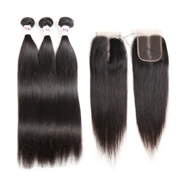 Grade 8A 9A Straight Remy Virgin Peruvian Human Hair Weaving 3Pcs 4Pcs Lot With 4X4 Silk Base Lace Closure