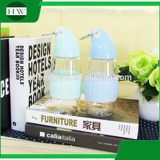 350ml mango shape with silicone sleeve and carabiner Mountaineering buckle portable plastic bottle