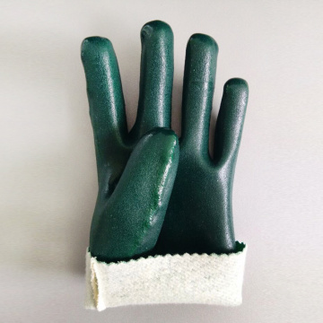PVCコーティンググリーンワーキングジャージー頑丈な工業用手袋