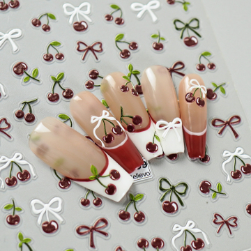 IG Fashion Trend Sweet Cherry Designs 3D Nail Art Stickers
