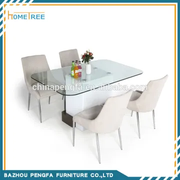 High Gloss Wooden Base Tempered Glass Dining Table Set,Dining Table and Chairs