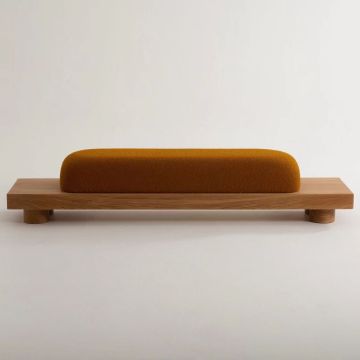 Wabi-Sabi Kırmızı, Krem Boacle Cashmere Sherpa ve Doğal Ahşap Kayıt Ayakkabı Değişim Taburesi Yatak Odası için Nordic Style Modern Tezgah