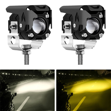 Hi-Low Beam Motorcycle LED Spotlights - Dual Color Auxiliary Headlight