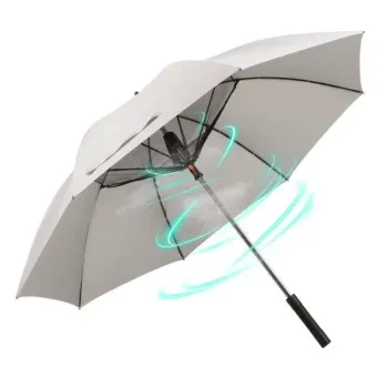 Outdoor Big Straight Umbrella with fan and mister