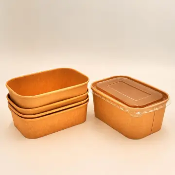 Rectangular Recyclable Kraft Paper Catering Salad Container