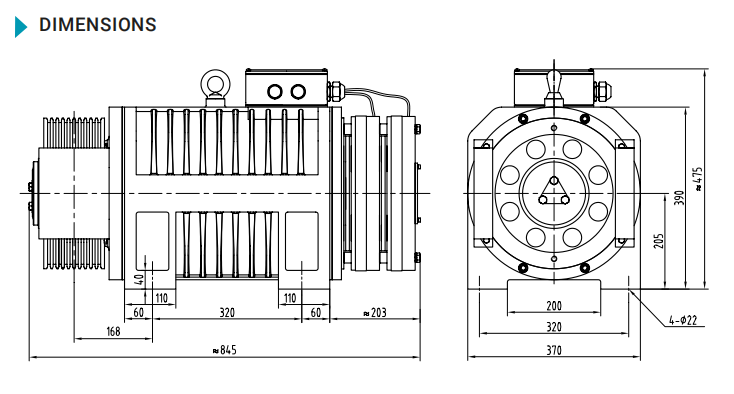 Lift traction machine without gearbox