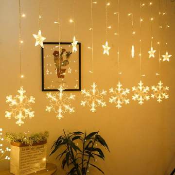LED Snowflake Curtain String Lights for Christmas, Wedding, and Parties