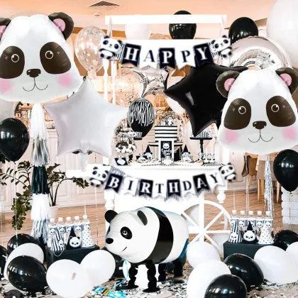 Walking Mylar Panda Balloon Panda Headband Foil Balloons for Panda Bear Birthday Party Decorations