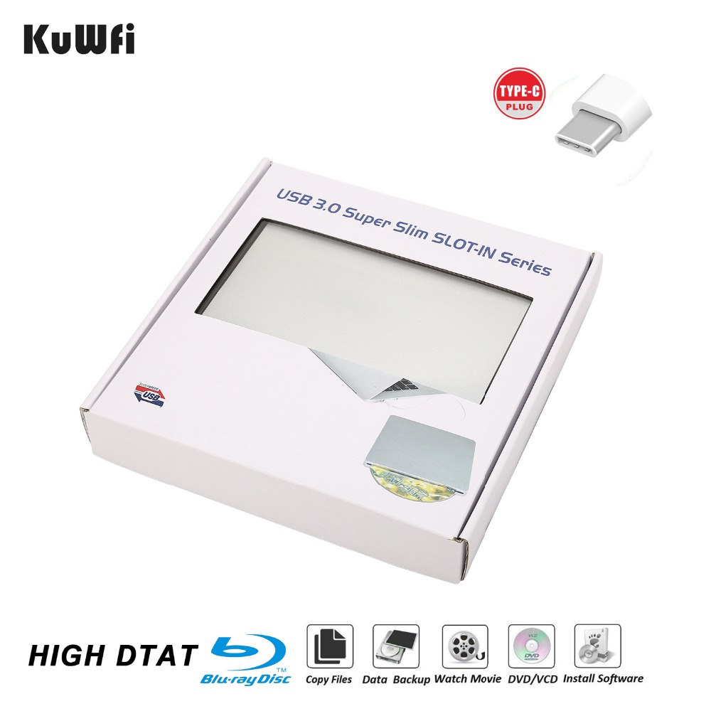 External Automatic Slot-loading Blu-Ray DVD Drive Burner Player Type-C DVD-RW VCD CD RW Reader For Apple Pro Air iMAC PC
