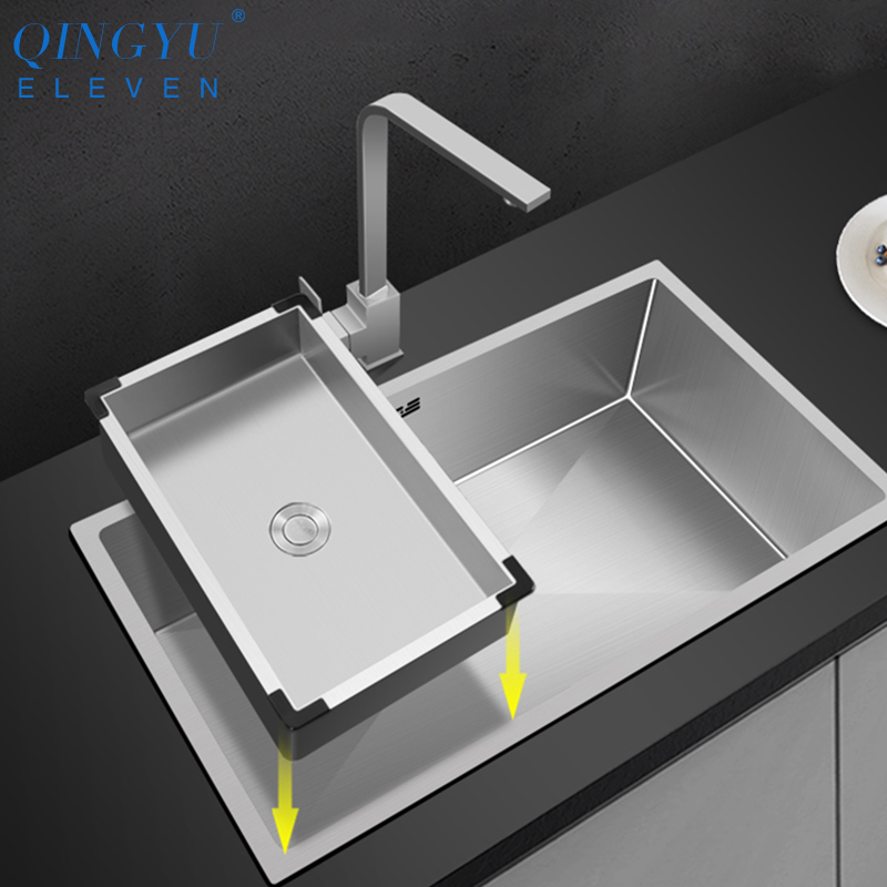 304 Stainless Steel Kitchen Sink Drain Basket Household Multifunctional Single And Double Sink With Drain Basket