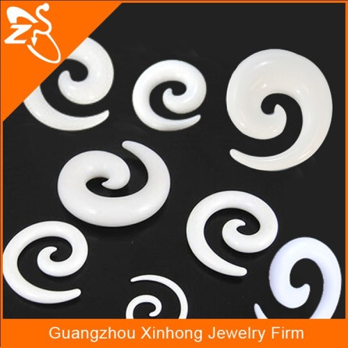 wholesaled Cheap White Snail Spiral Taper Horn Ear Plug Stretcher Expander,ear gauges mix sizses