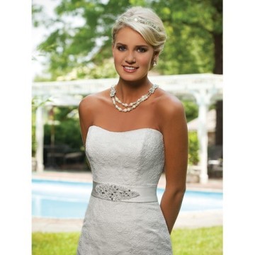 Strapless lace modified mermaid gown wedding party dress custom made dress