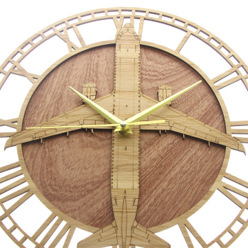 14 Inch Wooden Airplane Shape Wall Clock for Home Decor