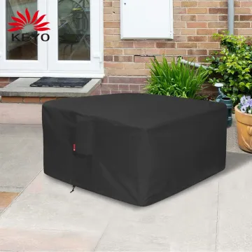 Outdoor square fire pit cover 600D density fabric PVC coating furnace dust cover waterproof UV resistant firepit bbq grill cover