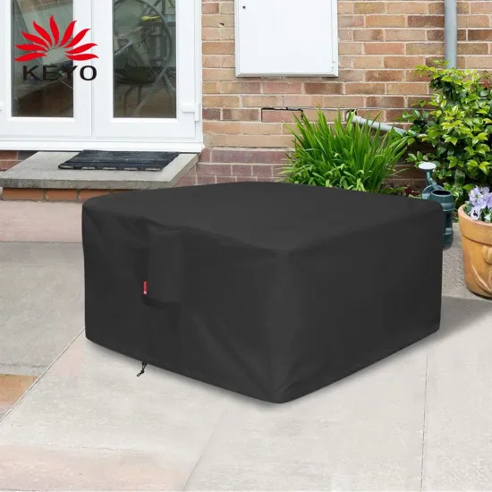 Outdoor square fire pit cover 600D density fabric PVC coating furnace dust cover waterproof UV resistant firepit bbq grill cover