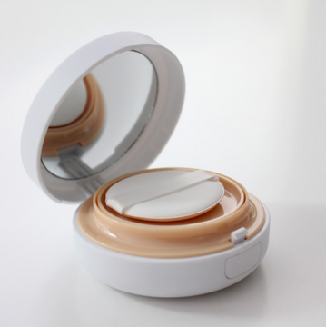New products plastic white container gold ring double layer air cusion compact powder case for make up packaging