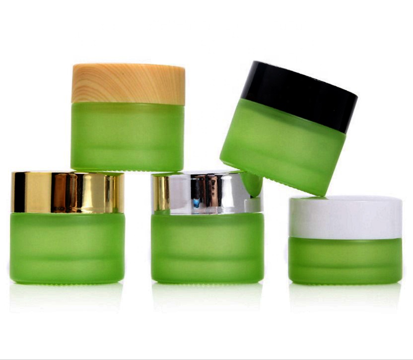 Color verde helado reciclado de alta calidad Jarra de crema cosmética de vidrio vacío 30 ml 50ml 100ml
