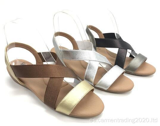 Sandalias de cuña Summer Women PU Cuero de cuero