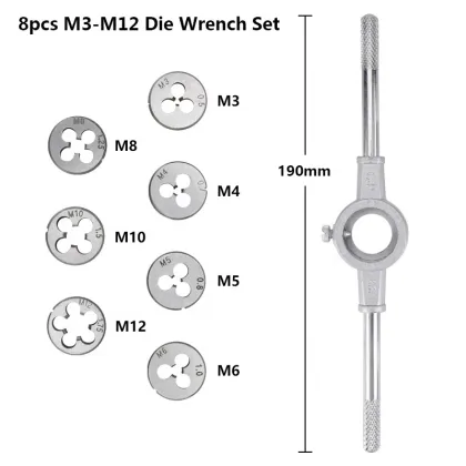 Alloy Steel Wire Taper Die Hardware Tool Metric Hand Tap Die Set
