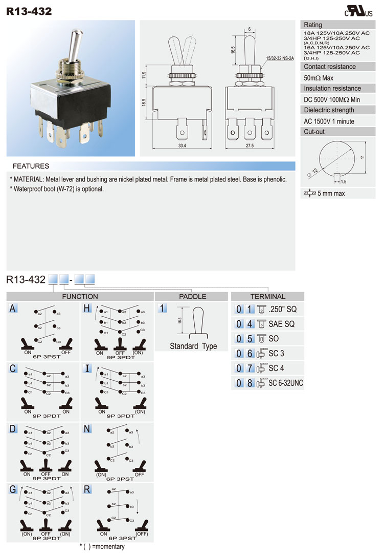 Waterproof Toggle Switches