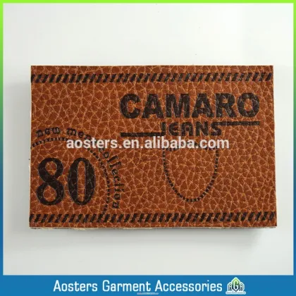 Custom clothes fabric quality jeans leather label design leather patch manufacturers