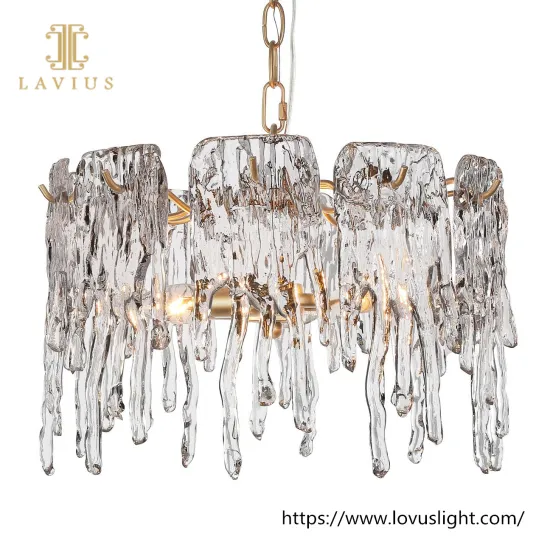 Melting water shape gold brass modern design custom crystal chandelier & pendant light