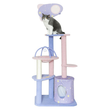 MEFESI Cat Tree Tower - Wooden Condo with Hammock and Scratching Post