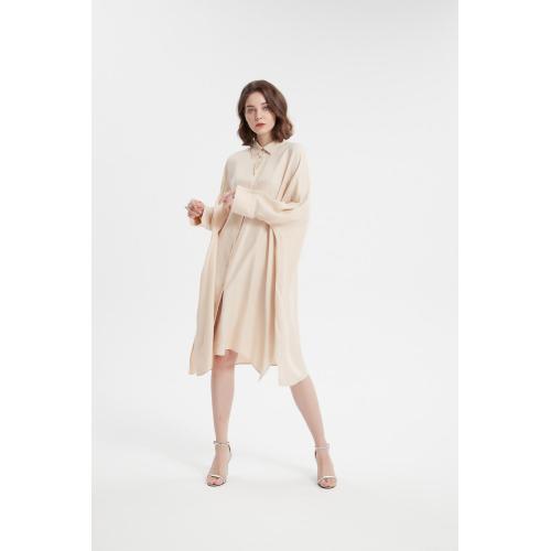 Lady Casual Dress with Asymmetric Hem