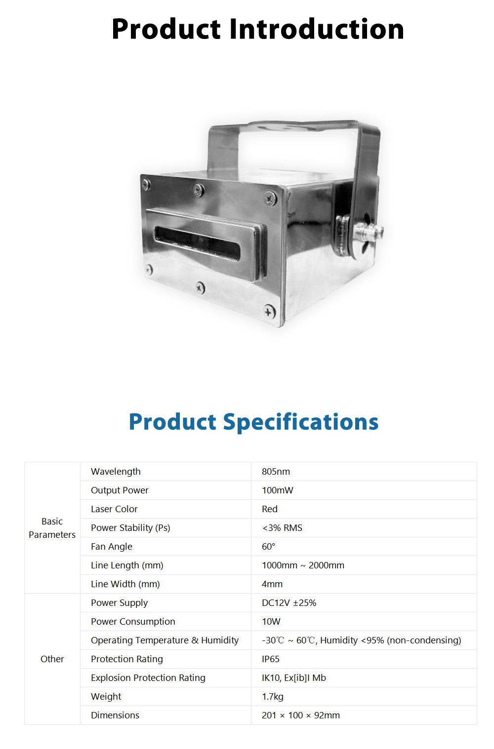 FJF12 Mining Intrinsically Safe Laser Emitter