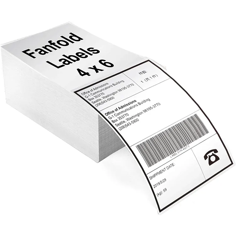 Fan-fold Three Proofs Quality 100mm*150mm 4*6 Inches Blank Shipping Label Direct Thermal Label for Express