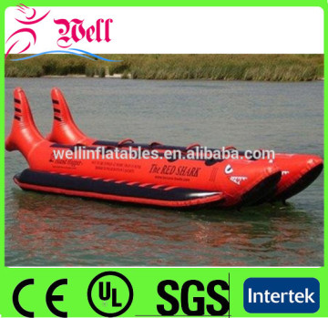 2014 commercial grade double tube inflatable shark banana boat