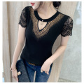 Tops Tees And Blouses Women'S Hot Diamond T-Shirt Lace Half Sleeve Supplier