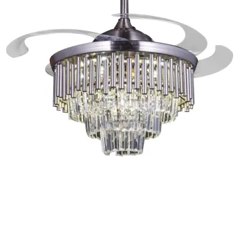 Modern Luxury Crystal LED Ceiling Fan with Gold Finish and Remote Control - Wholesale Options