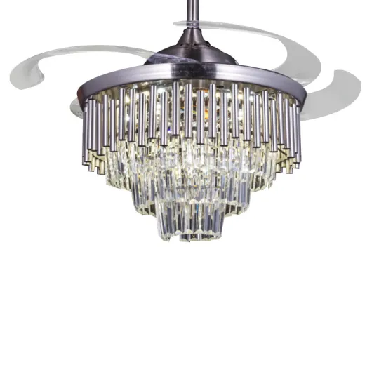 Modern Luxury Crystal LED Ceiling Fan with Gold Finish and Remote Control - Wholesale Options