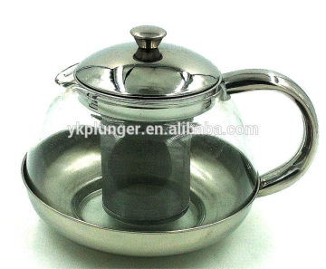 Borosilicate glass tea pot with Stainless steel tea infuser filter strainer