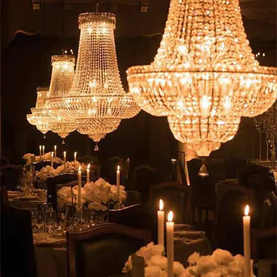 Classic Luxury Wedding Hotel Factory Decoration: Gold or Chrome Crystal Chandeliers & Pendant Lights