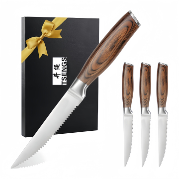 Canton Fair 4-teiliges hochwertiges Steakmesser-Set mit gezackten Sharp Edge-Küchenmesser in der Geschenkbox