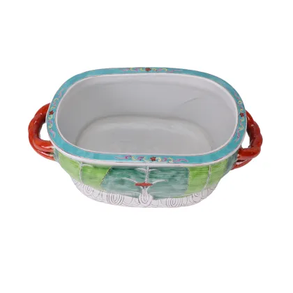 Qing Dynasty Elegant Hand-Painted Cabbage Porcelain Planter