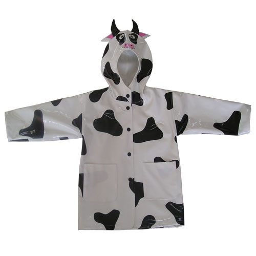kids childrens hooded pu raincoats