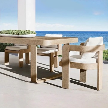 High-End Solid Teak Table and Chair Set for Outdoor Garden and Hotel Dining
