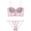 En stock Mesdames Long Broderie Bra Culotte Set