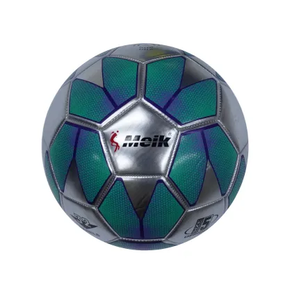 Size 5 machine-stitched soccer ball with metallic-luster leather