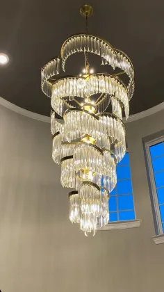Italian Twin Palms Foyer Crystal Chandelier