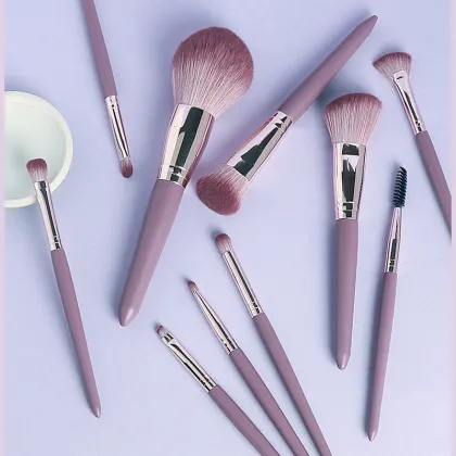 Private Label Natural Professional Makeup Brushes Set - Wholesale Purple Wood Handle Cosmetics Brushes