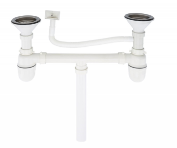 Stainless Steel Kitchen Sink Drain Kit with Siphon and Strainer - 3 Year Warranty
