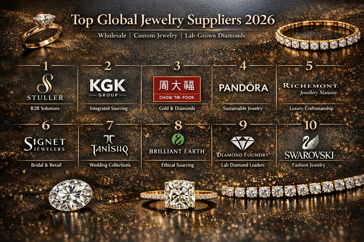 도매, 맞춤형 주얼리 제조 및 실험실에서 재배한 다이아몬드 소싱 부문에서 2026년 순위를 매긴 최고의 글로벌 주얼리 공급업체