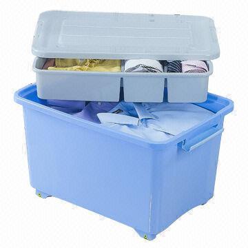 Plastic Storage Box, Interlayer, 53L + 15L