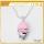 Rose Quartz Skull Gemstone Pendant Necklace